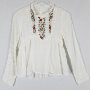 Prairie Style Flowy Blouse Embroidered Lace Boho